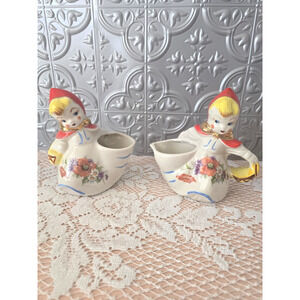 Vintage Hull Red Riding Hood Creamer & Sugar Set 1940's